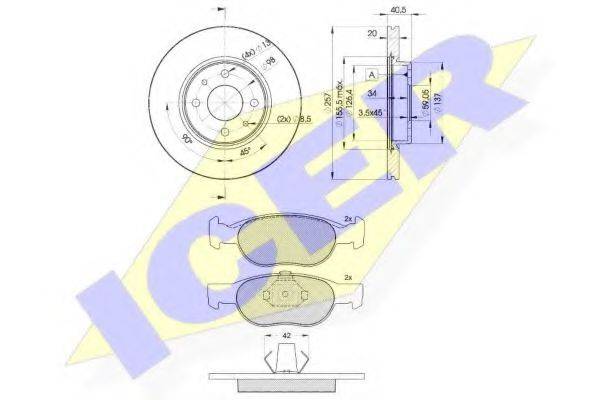 ICER 313485056 Комплект гальм, дисковий гальмівний механізм