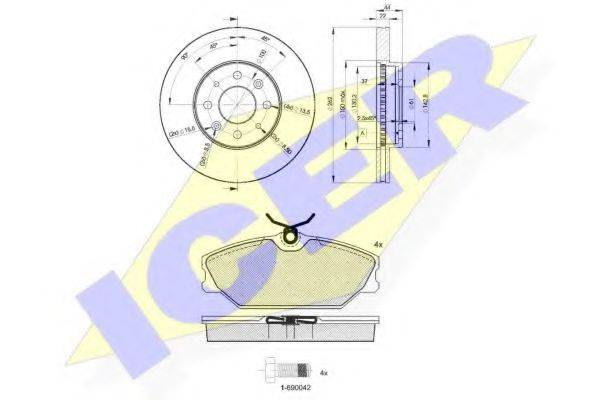 ICER 314382232 Комплект гальм, дисковий гальмівний механізм