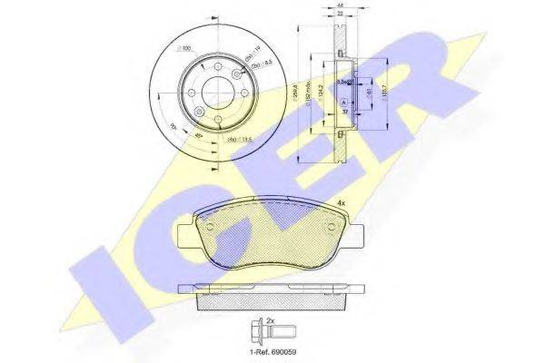 ICER 318837795 Комплект гальм, дисковий гальмівний механізм