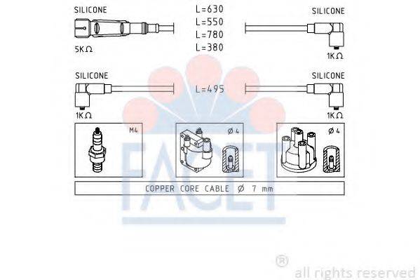 FACET 49660 Комплект дротів запалювання