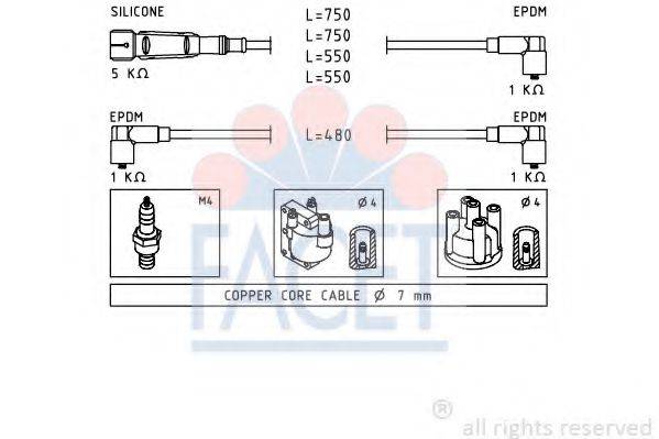 FACET 48736 Комплект дротів запалювання