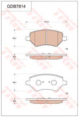 TRW GDB7814 Комплект гальмівних колодок, дискове гальмо