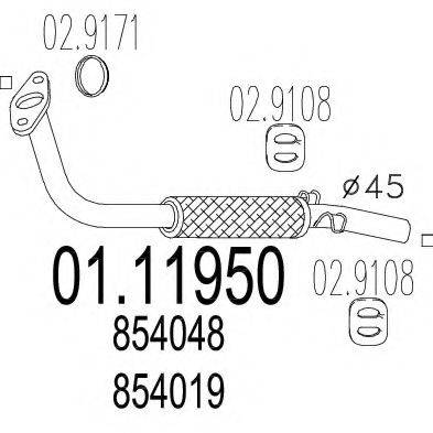 MTS 0111950 Труба вихлопного газу