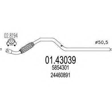 MTS 0143039 Труба вихлопного газу