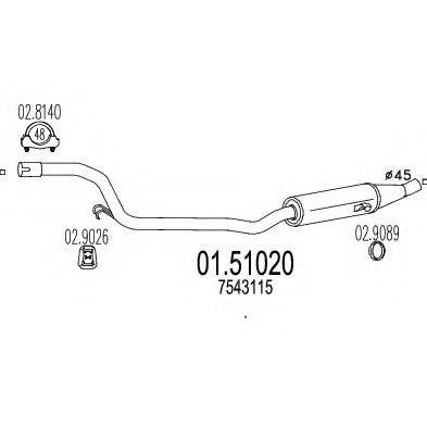 MTS 0151020 Середній глушник вихлопних газів