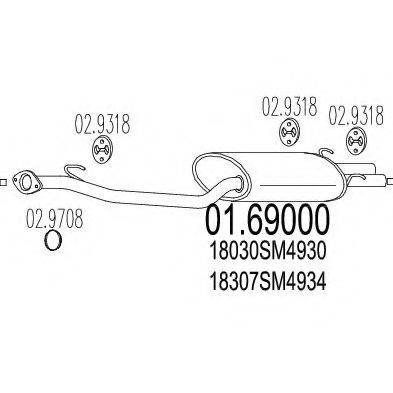 MTS 0169000 Глушник вихлопних газів кінцевий