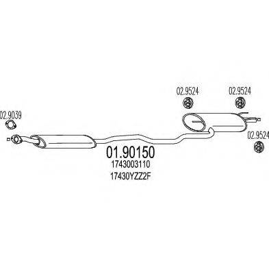 MTS 0190150 Глушник вихлопних газів кінцевий