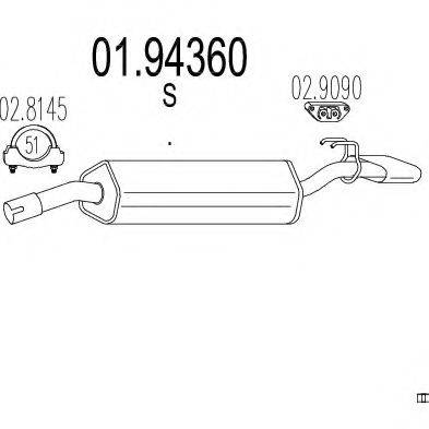 MTS 0194360 Глушник вихлопних газів кінцевий