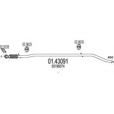 MTS 0143091 Труба вихлопного газу