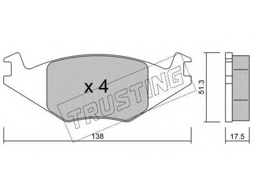 TRUSTING 0490 Комплект гальмівних колодок, дискове гальмо