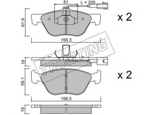TRUSTING 0851 Комплект гальмівних колодок, дискове гальмо