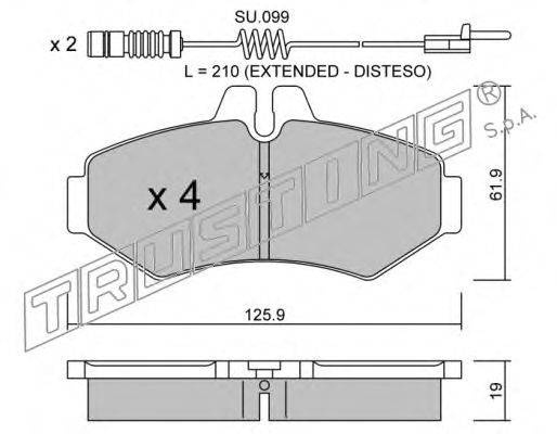 TRUSTING 5880W Комплект гальмівних колодок, дискове гальмо