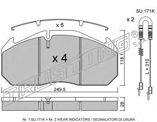 TRUSTING 6020W Комплект гальмівних колодок, дискове гальмо