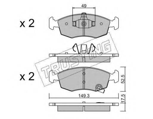 TRUSTING 2835 Комплект гальмівних колодок, дискове гальмо