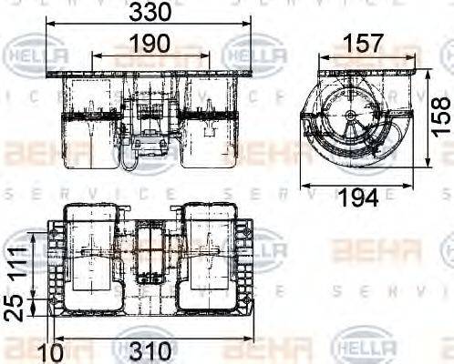 HELLA 8EW009160761 Вентилятор салону