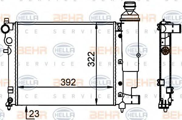 HELLA 8MK376701684 Радіатор, охолодження двигуна