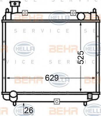 HELLA 8MK376704661 Радіатор, охолодження двигуна