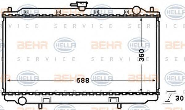 HELLA 8MK376705631 Радіатор, охолодження двигуна