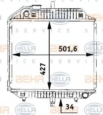 HELLA 8MK376706201 Радіатор, охолодження двигуна