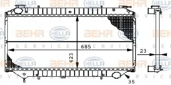 HELLA 8MK376706421 Радіатор, охолодження двигуна