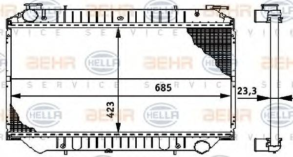 HELLA 8MK376706441 Радіатор, охолодження двигуна