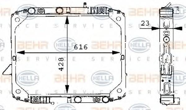 HELLA 8MK376709701 Радіатор, охолодження двигуна