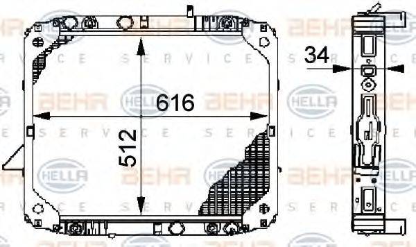 HELLA 8MK376709711 Радіатор, охолодження двигуна