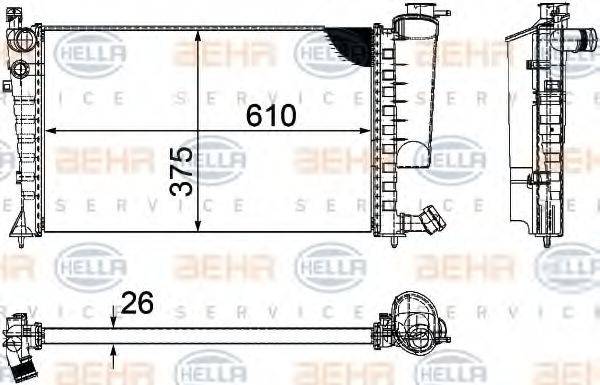 HELLA 8MK376710261 Радіатор, охолодження двигуна