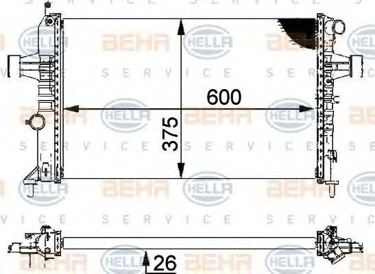 HELLA 8MK376710314 Радіатор, охолодження двигуна