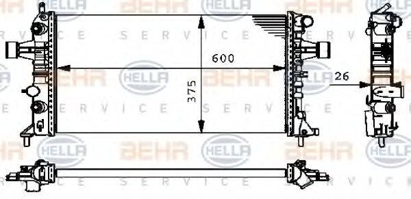 HELLA 8MK376710324 Радіатор, охолодження двигуна