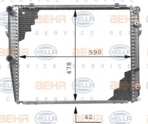 HELLA 8MK376711381 Радіатор, охолодження двигуна