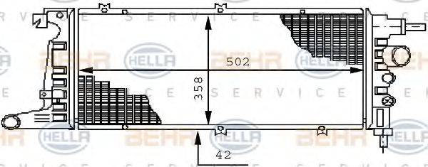 HELLA 8MK376711711 Радіатор, охолодження двигуна