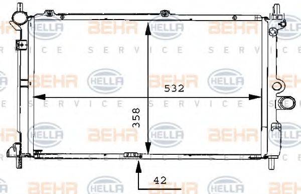 HELLA 8MK376711761 Радіатор, охолодження двигуна