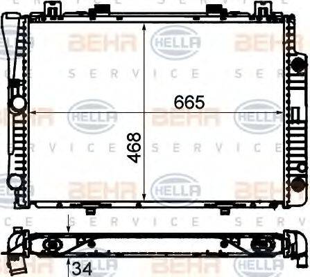 HELLA 8MK376712201 Радіатор, охолодження двигуна