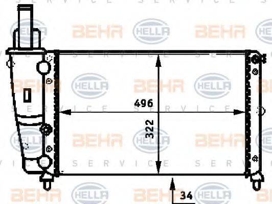 HELLA 8MK376713381 Радіатор, охолодження двигуна