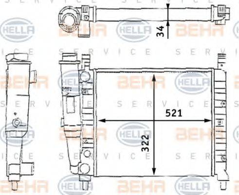 HELLA 8MK376713391 Радіатор, охолодження двигуна