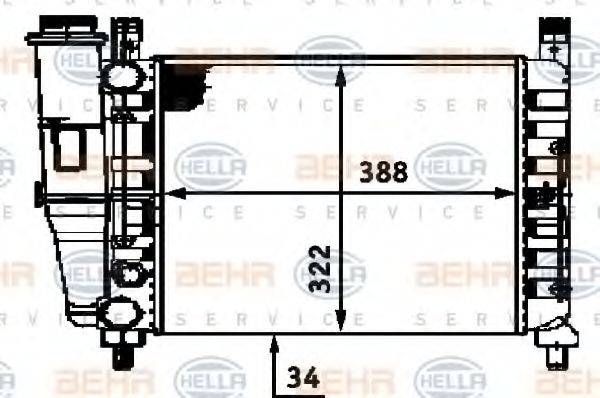 HELLA 8MK376713521 Радіатор, охолодження двигуна