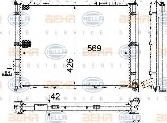 HELLA 8MK376713631 Радіатор, охолодження двигуна