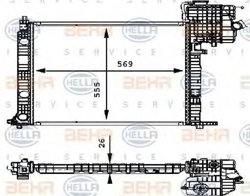 HELLA 8MK376714321 Радіатор, охолодження двигуна