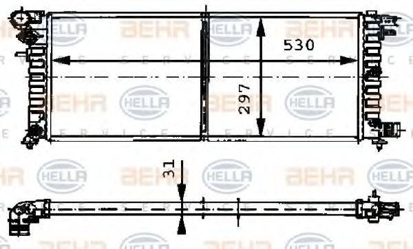 HELLA 8MK376715431 Радіатор, охолодження двигуна