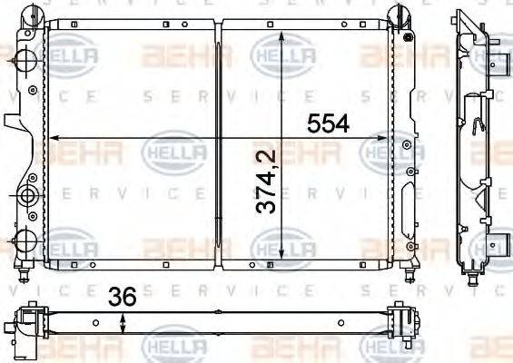 HELLA 8MK376716141 Радіатор, охолодження двигуна