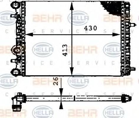 HELLA 8MK376716234 Радіатор, охолодження двигуна