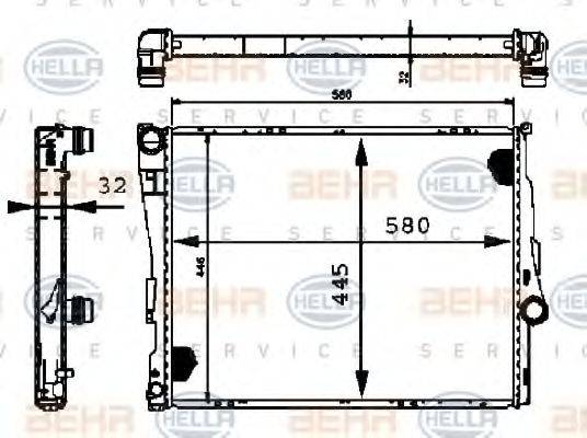 HELLA 8MK376716244 Радіатор, охолодження двигуна