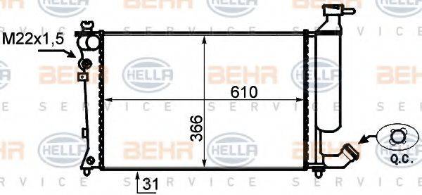 HELLA 8MK376717171 Радіатор, охолодження двигуна