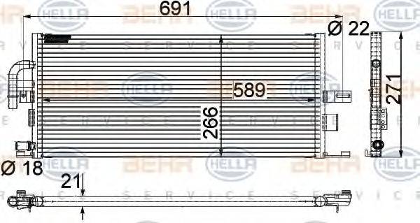 HELLA 8MK376718031 Низькотемпературний охолоджувач, інтеркулер