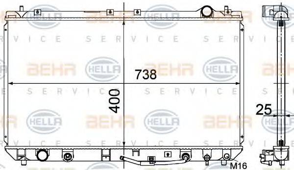 HELLA 8MK376718551 Радіатор, охолодження двигуна