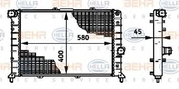 HELLA 8MK376719261 Радіатор, охолодження двигуна