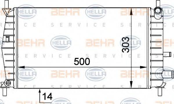 HELLA 8MK376720261 Радіатор, охолодження двигуна