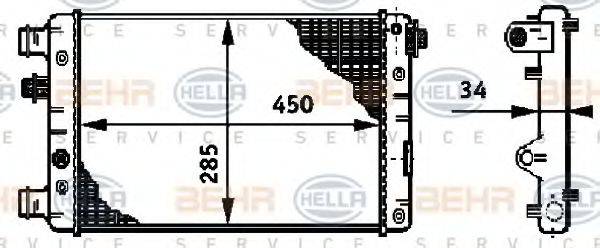 HELLA 8MK376720351 Радіатор, охолодження двигуна