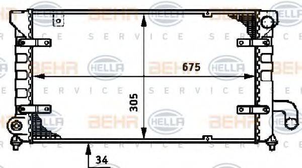 HELLA 8MK376720451 Радіатор, охолодження двигуна